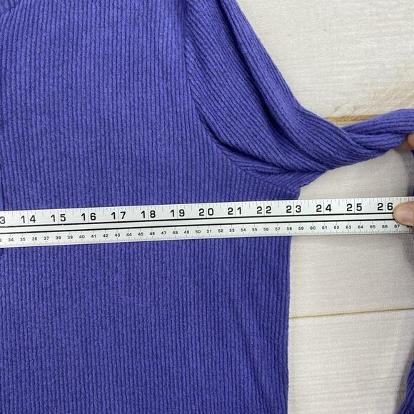 Market & Spruce Hoodie XXL Purple Knit Stretch Hooded Long Sleeve Ribbed Sweater - Picture 8 of 8